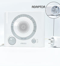 Sleep therapy machine with focus on timer and sound selection features.