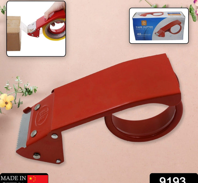 Metal tape dispenser with cutter, for home and office use.