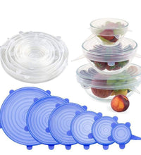 Silicone lid set for containers with stretchable features