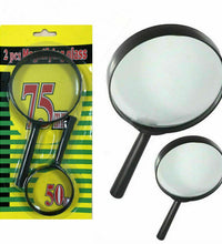 Glass magnifying lens set, 75mm & 50mm