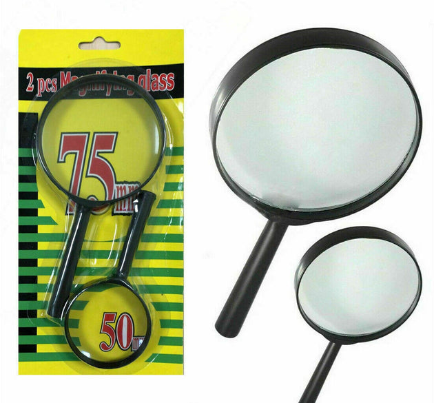 Glass magnifying lens set, 75mm & 50mm