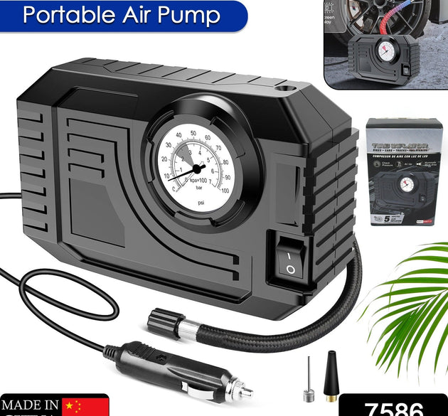 Tire Inflator Portable Air Compressor 12V Small Air Pump for Car Tires Bicycle Balloons, Cars, Bike, Bicycles and Other Inflatables with LED Light (12V)