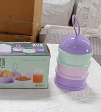 Purple baby food container with 3 layers