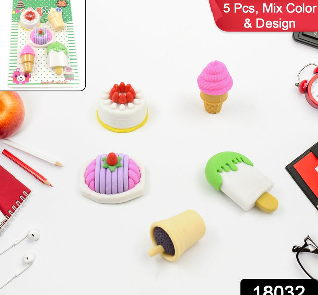 3D Mix Design Fancy & Stylish Colorful Erasers, Mini Eraser Creative Cute Novelty Eraser for Children Different Designs Eraser Set for Return Gift, Birthday Party, School Prize (1 Set)