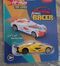 Die-cast street racer car toy, from above