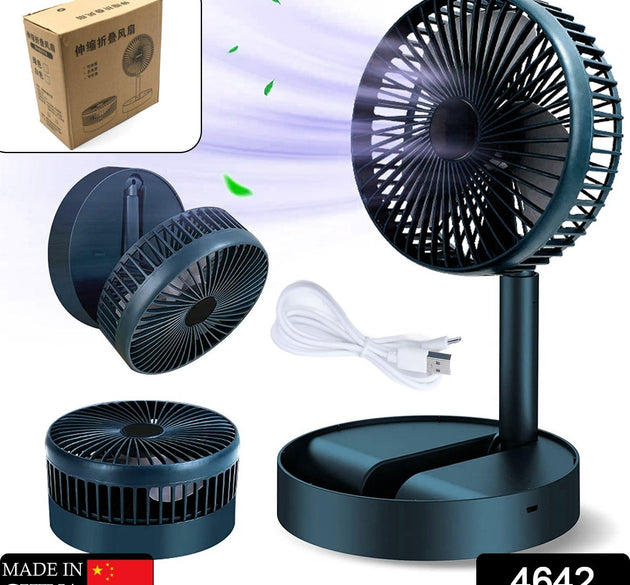 Telescopic Electric Desktop Fan, Height Adjustable, Foldable & Portable for Travel/Carry | Silent Table Top Personal Fan for Bedside, Office Table (Battery Not Include / Button Not included))