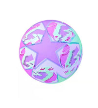 Bouncy stress reliever ball with LED lights for kids, showing its vibrant colors and texture