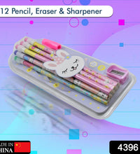 Cute rabbit and bear pencil set with sharpener and eraser