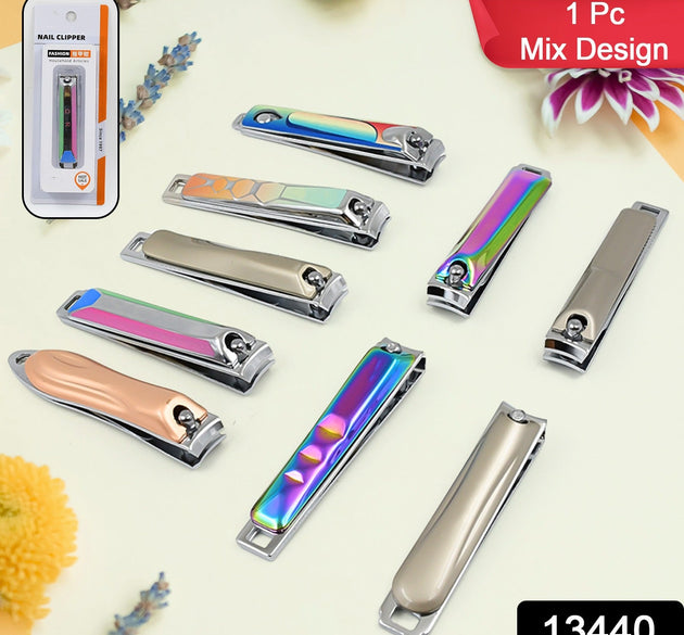 Stainless Steel Folding Portable Large Nail Clippers with Nail File (1 Pc / Mix Design)