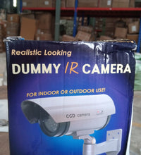 Outdoor fake CCTV camera with IR capability, ideal for security deterrence.