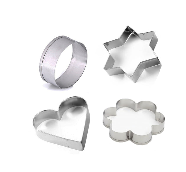 0827 Cookie Cutter Stainless Steel Cookie Cutter with Shape Heart Round Star and Flower (4 Pieces)