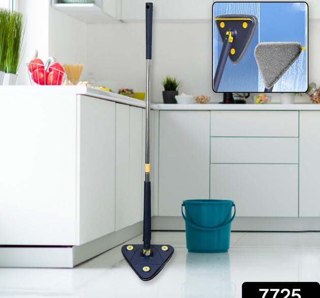 Rotatable Adjustable Triangle Cleaning Mop Triangle Mop with Stainless Steel Long Handle Push-Pull Squeezing Cleaning Mop Dry & Wet Mop for Floor Windows (1 Pc)