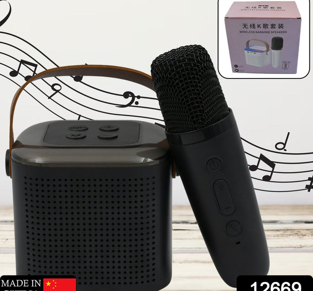 Wireless Speaker Microphone Set, RGB Light Support Memory Card PortableKaraoke Machine Perfect  for Travel TV