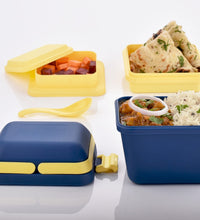 Airtight lunch box with handle and secure push lock