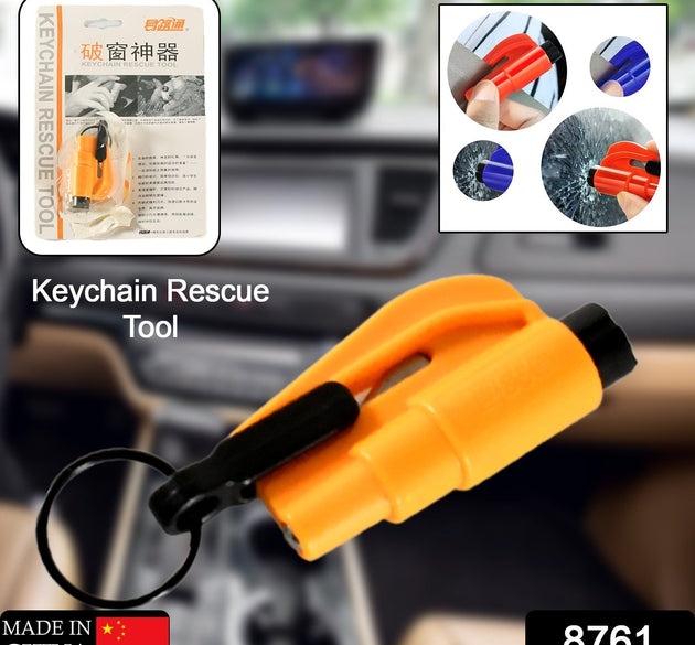 2 in 1 Emergency Safety Cutter with Key Chain, Small Portable Handy Emergency Safely Glass Breaking & Seat Belt Cutting Keychain Tool