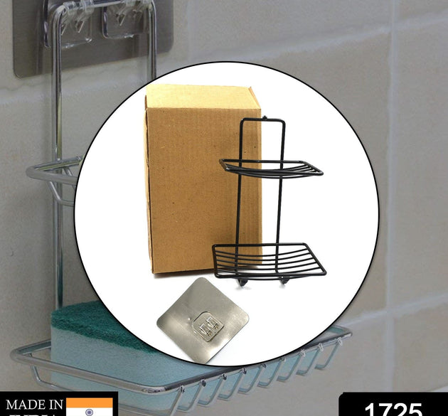 Two-layer stainless steel soap rack for organizing soap in the bathroom.