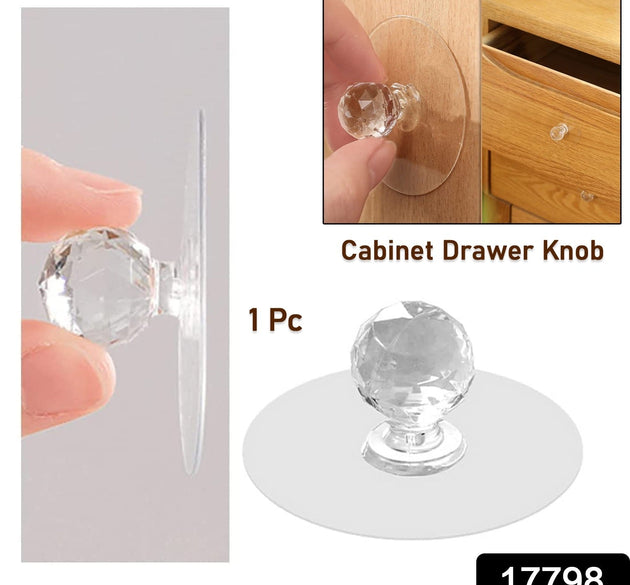 Clear Cabinet Drawer Knobs / Hook, Diamond Crystal Shaped Pulls Handles for Wardrobe, Cupboard, Bathroom Dresser, Furniture Door Window (1 Pc)