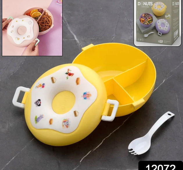 Insulated Donut-Shaped Lunch Box with 3 Compartments