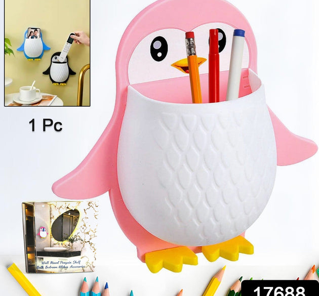 Penguin Storage Box, Adhesive Remote Case, Electric Toothbrushes Holder, Universal Controller Holder, Wall Nightstand, Office Plastic Wall Mount