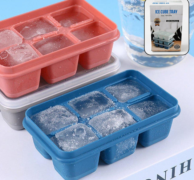 6 Grid Silicone Ice Tray Used In All Kinds Of Places Like Household Kitchens For Making Ice From Water And Various Things And All With Color Box (1 Pc)