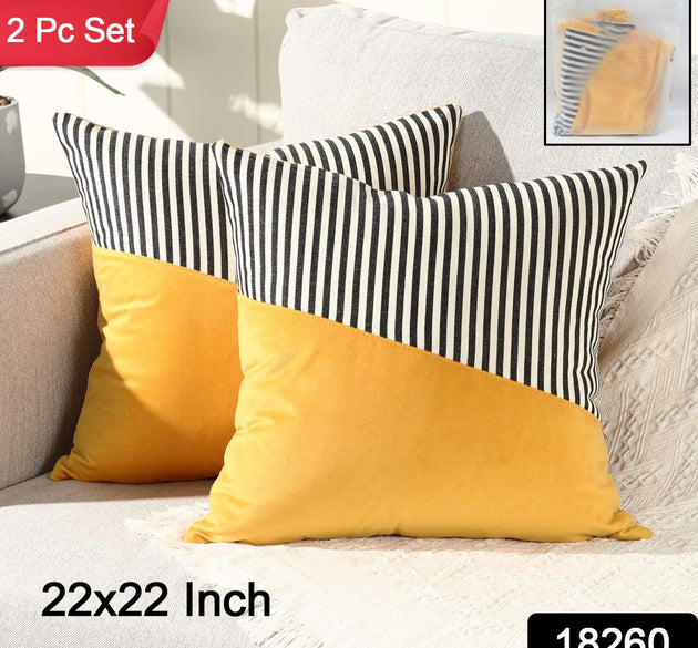 Decorative Pillow Covers Cushion Cases Soft Cotton (22 × 22 Inch / 1 Pair / 2 Pc)