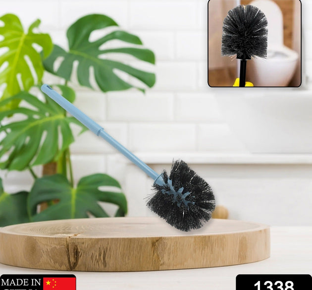 Round toilet brush with handle for effective bathroom cleaning