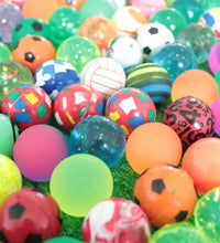 Collection of 14 bouncy balls with bright colors and fun patterns.