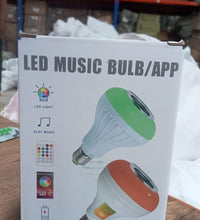 Bluetooth LED bulb with music sensor and adjustable lighting colors.