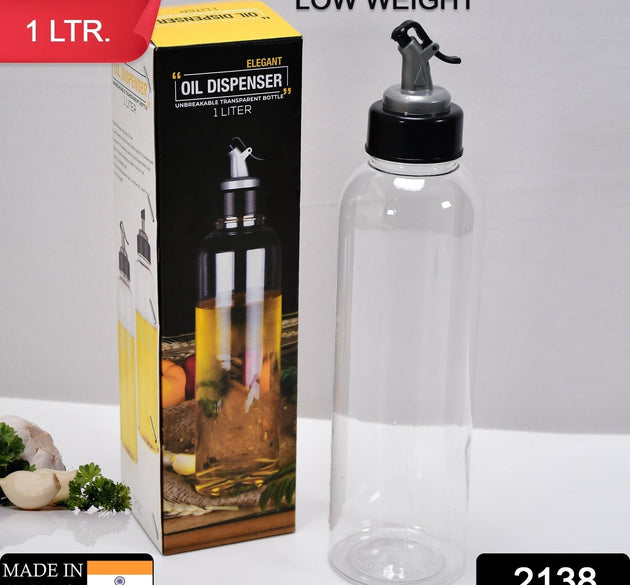 1 liter oil dispenser, clear with drip-free spout