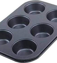 Non-stick reusable cupcake baking tray for 6 muffins.