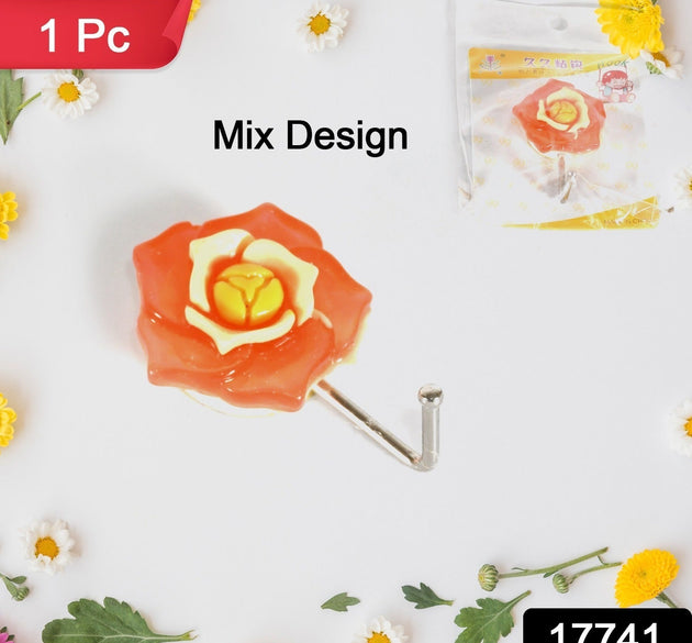 Multipurpose Mix Design Self Adhesive Wall Hooks Load Capacity Up to 1 Kg (Mix Design \ 1 Pc)