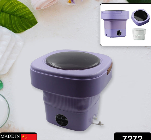 Foldable mini washing machine with drain basket for travel