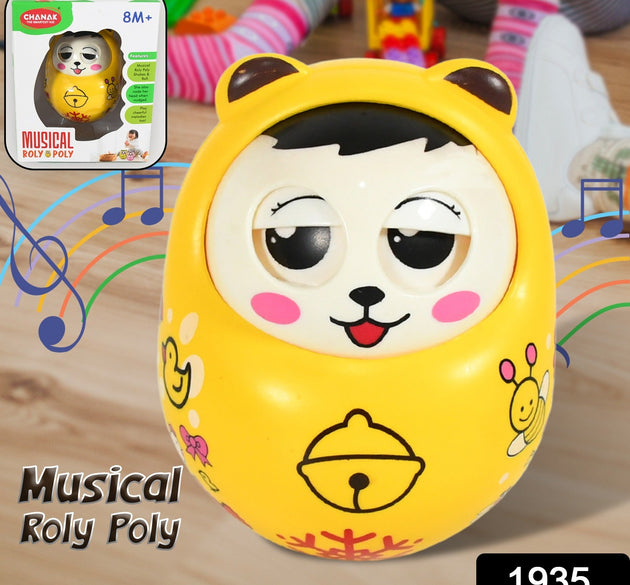 Musical Roly Poly Toys for Baby | Push and Shake Wobbling Toy with Music | Tumbler Doll Toy for Babies | Sound Balancing Doll Toys for Baby Boys, Girls 8+ Months Multicolor (1 Pc)