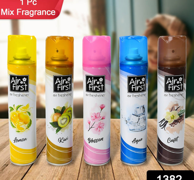 Air Freshener  | Used In Office, Home, Hotels, Banquets, Carpet Etc, Room Spray Air Freshener, Mix Fragrance Lemon, Kiwi, Blossom, Aqua, Cafet (300 Ml Approx / 1 Pc)