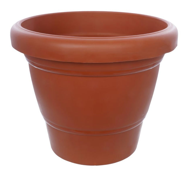 8-inch heavy plastic garden pot brown medium size