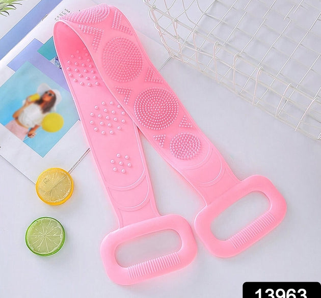 Silicone Body Back Scrubber Double Side Bathing Brush for Skin Deep Cleaning Massage, Dead Skin Removal (122 Gm | medium Size /1pc)