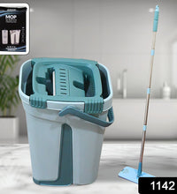 2-in-1 flat mop with self-cleaning and hands-free wash and dry.