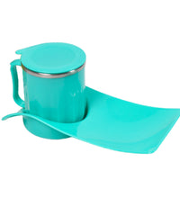 Home use snack tray with steel cup