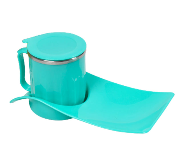 Home use snack tray with steel cup