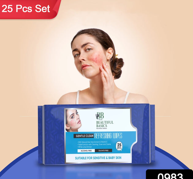 Refreshing Wet Wipes for Face | Facial Cleansing | Refreshing & Skin Hydration| Soothing for skin | pH Balance & Alcohol Free | Nourishing with Fruit extract | 25 Wipes